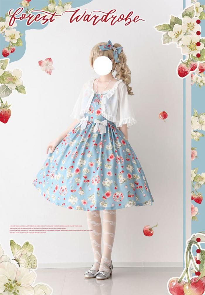 ロリータ ワンピース 膝丈 花柄 春夏用 ノースリーブ レディース