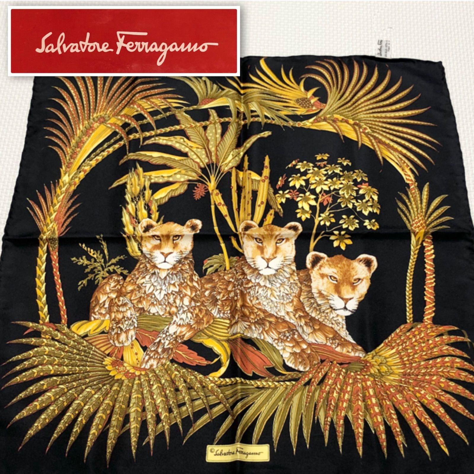 楽天市場】フェラガモ シルク スカーフ グリーン×アイボリー 鳥柄 植物柄 中古 ABランク SALVATORE FERRAGAMO | レディース  女性用 【ネコポス送料無料】 : ブランドール ミルキー