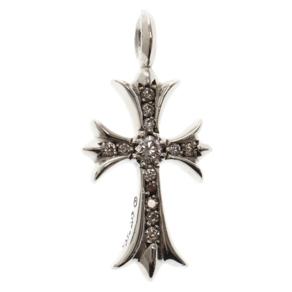CHROME HEARTS (クロムハーツ) TNY CRSF P DMND タイニーファットクロス PAVEダイヤ ペンダント シルバーネックレストップ シルバー 箱、袋
