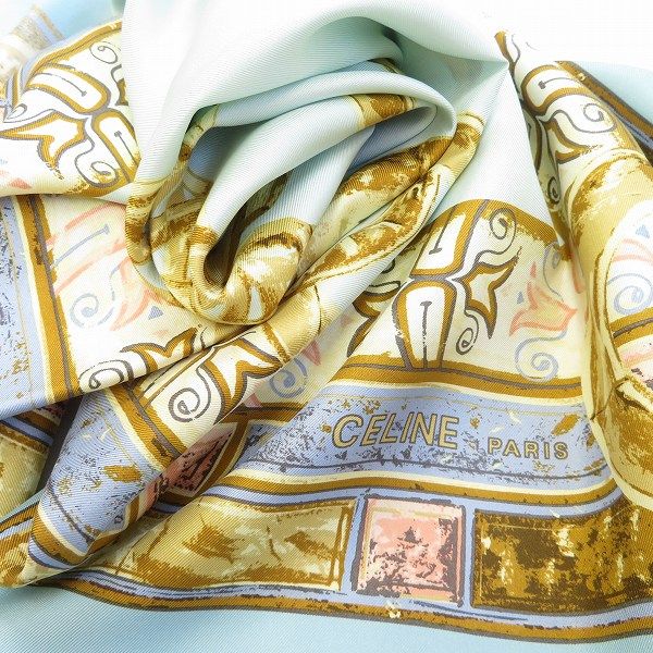 セリーヌ　イタリア製　シルク　スカーフ　CELINE チェーン　SILK 絹 セリーヌ イタリア製 シルク スカーフ CELINE チェーン SILK 絹