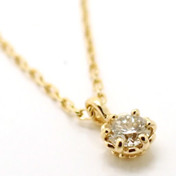 agete ダイヤモンド ネックレス 0.05ct K18 イエローゴールド ダイヤ1