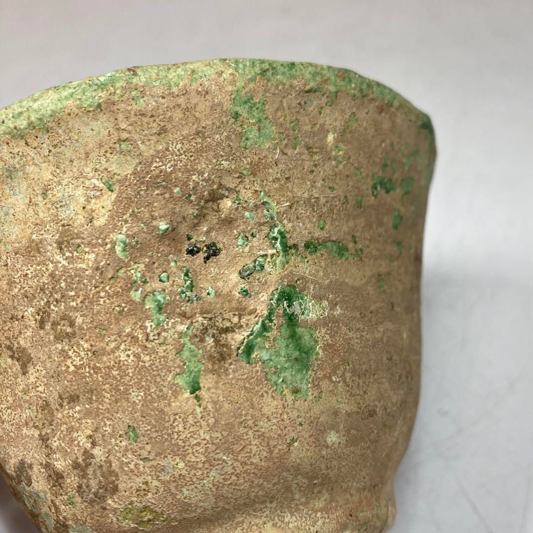 古代中国　緑釉茶碗　ケース付　最大幅約8.9㎝　本Y5-0524☆1Fタサチ 古代中国 緑釉茶碗 ケース付 最大幅約8.9㎝ 本Y5-0524☆