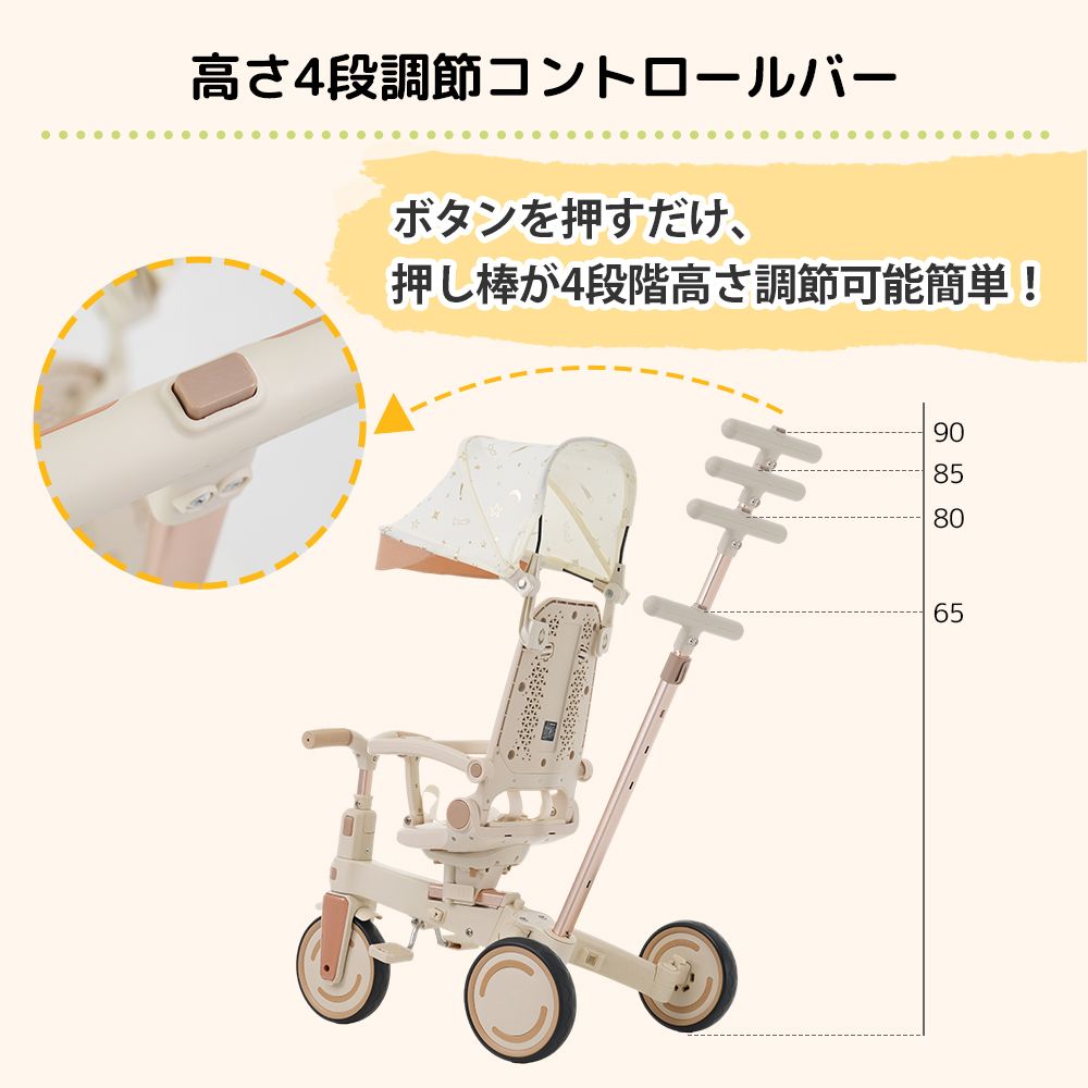 三輪車 コンパクト ワンタッチ折りたたみ サンシェード 安全バー