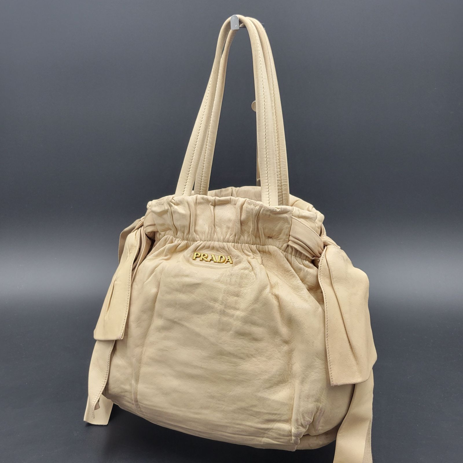 18 PRADA プラダ レザー リボンバッグ ハンドバッグ - メルカリ 