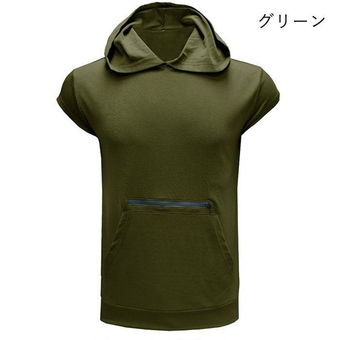 JOHNBULLノースリーブパーカー ノースリーブパーカー メンズ パーカー ポケット付き 袖なし 夏