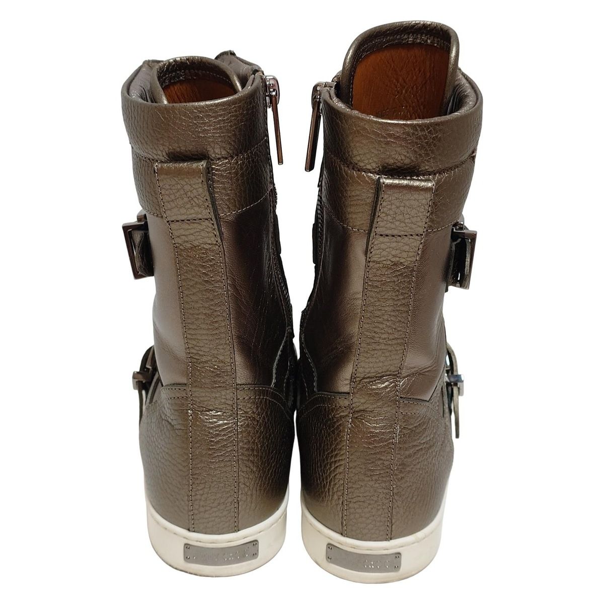 鑑賞に適した JIMMY CHOO ジミーチュウ ショートブーツ 37 1|2 レディース - ダークゴールド レースアップ|インソール取外し可 レザー ファッション情報