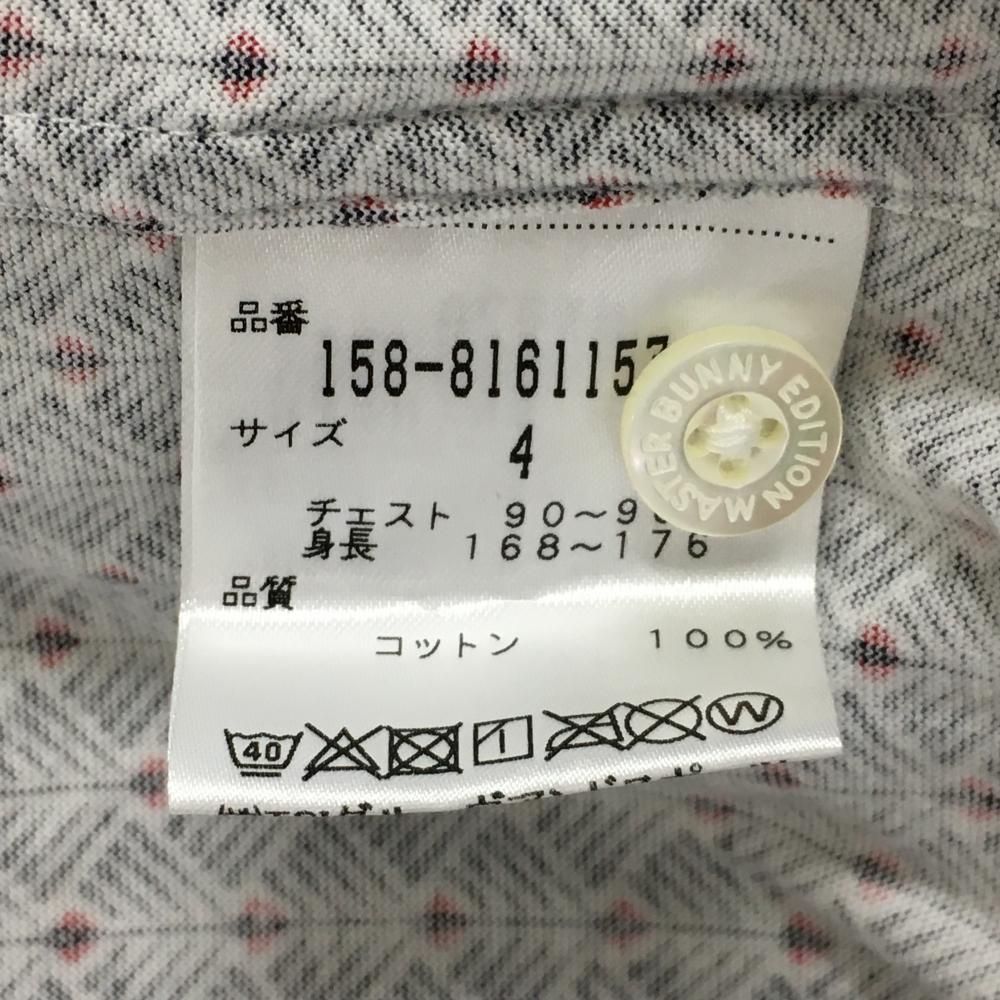 美品】マスターバニー 長袖ポロシャツ ネイビー×白×レッド 総柄