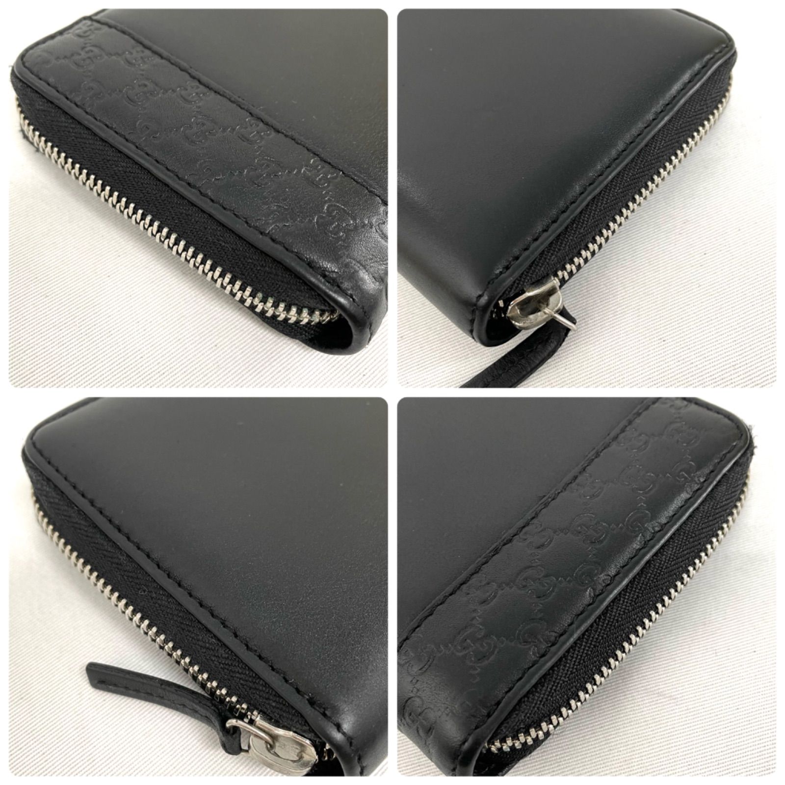 GUCCI グッチ マイクログッチシマ ラウンドファスナー 長財布 レザー  