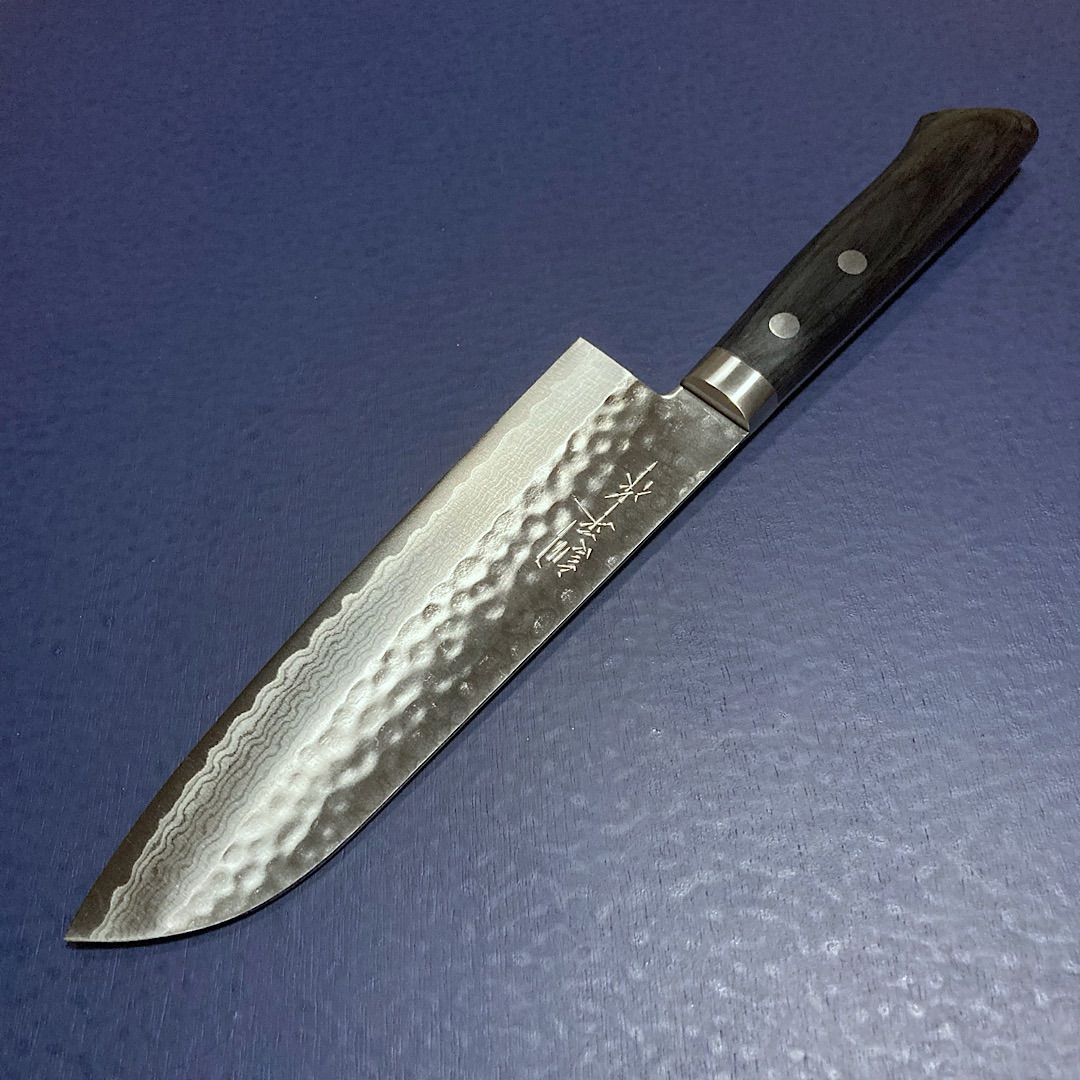 訓平作　菜切　包丁　165ｍｍ　槌目ダマスカス V金10号　黒柄　越前打刃物 訓平作 薄刃 包丁 165mm 刻流 槌目ダマスカス V金10号 紺柄