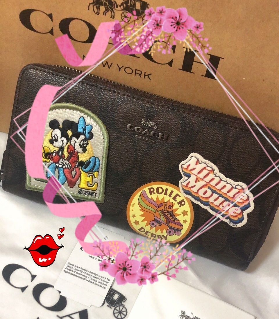 COACH新品未使用品ディズニーコラボ長財布 シグネチャー×ミニーマウス