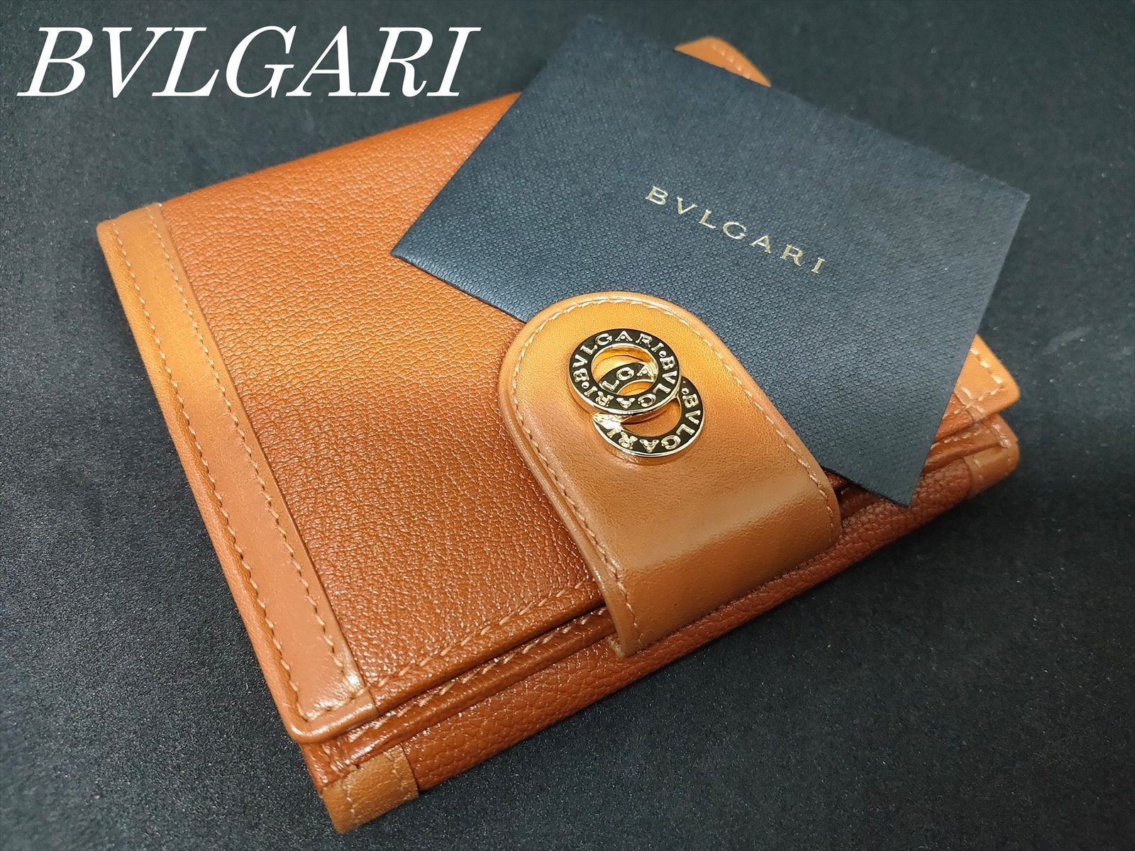 美品》 ブルガリ ドッピオトンド レザー 折り財布 ゴールド金具  