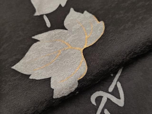 平和屋本店□極上 道中着 ロング丈 蔦の葉文 金彩 反端付き さが美扱い