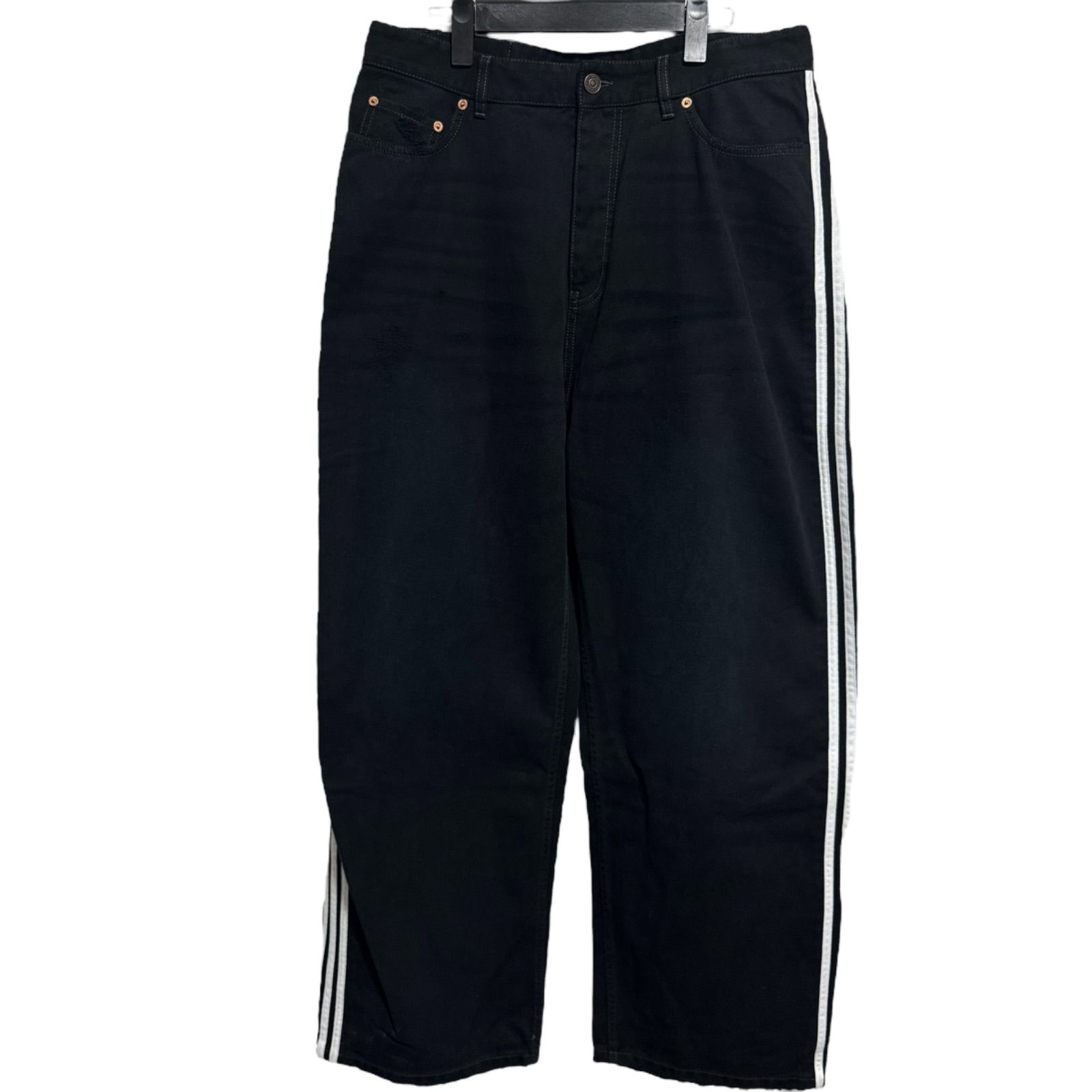 BALENCIAGA】× ADIDAS 23SS DISTRESSED BAGGY DENIM PANTS
