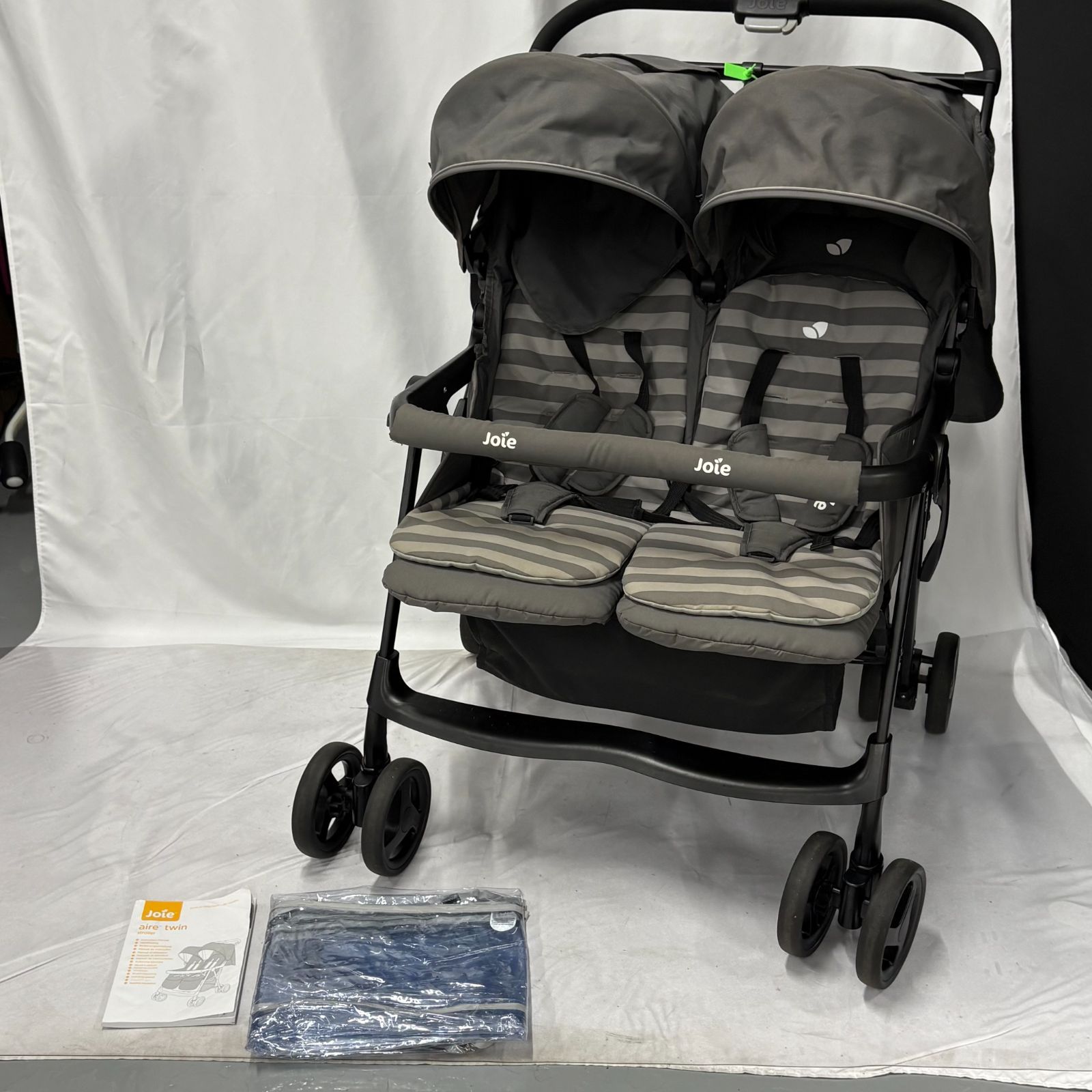 【美品】Joie エアツイン 横型2人乗りベビーカー ◯双子・兄弟用　説明書付き 美品 joie ジョイー 2人乗りベビーカー エアツイン グレー 双子
