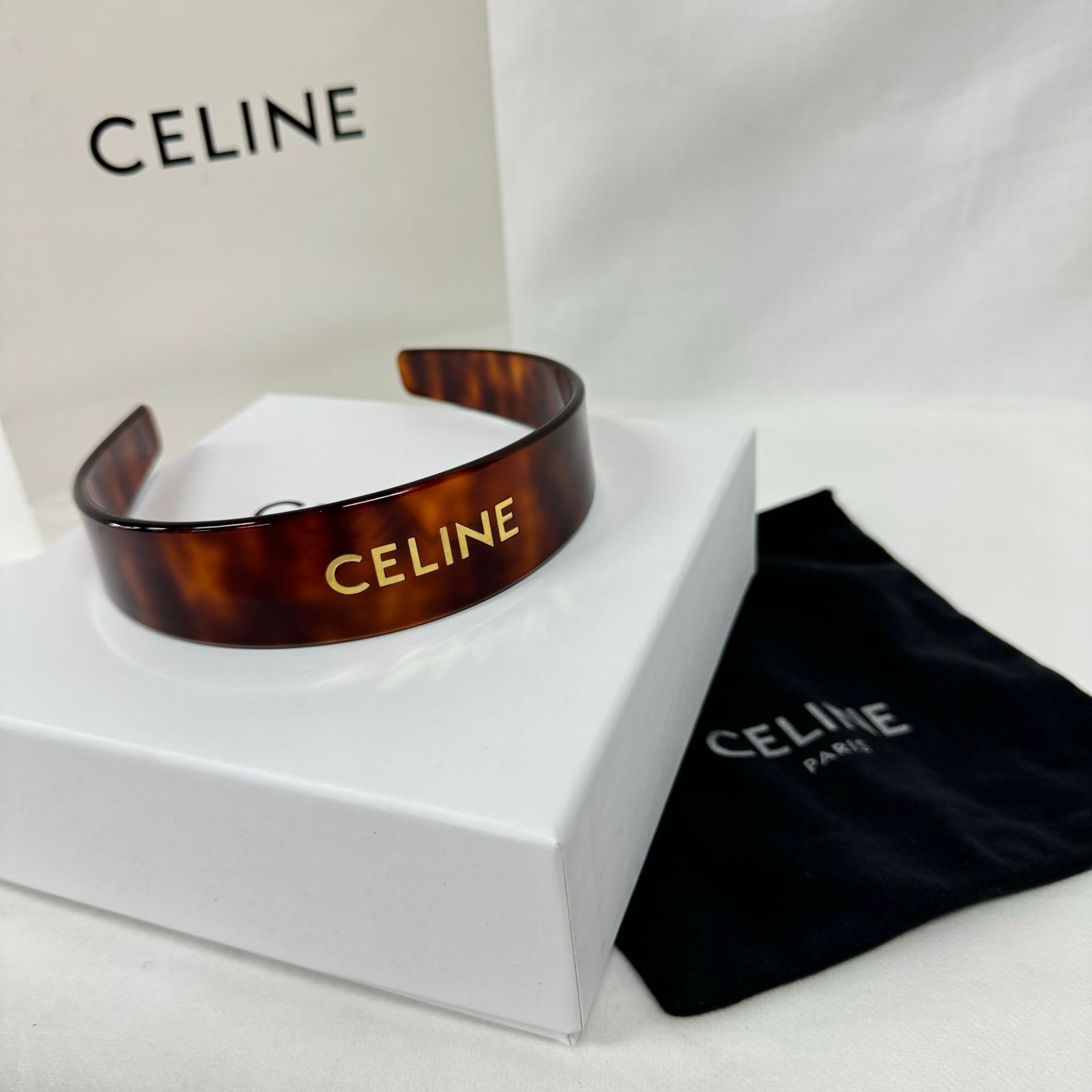 美品 CELINE カチューシャ ハバナブロンド カチューシャ CELINE
