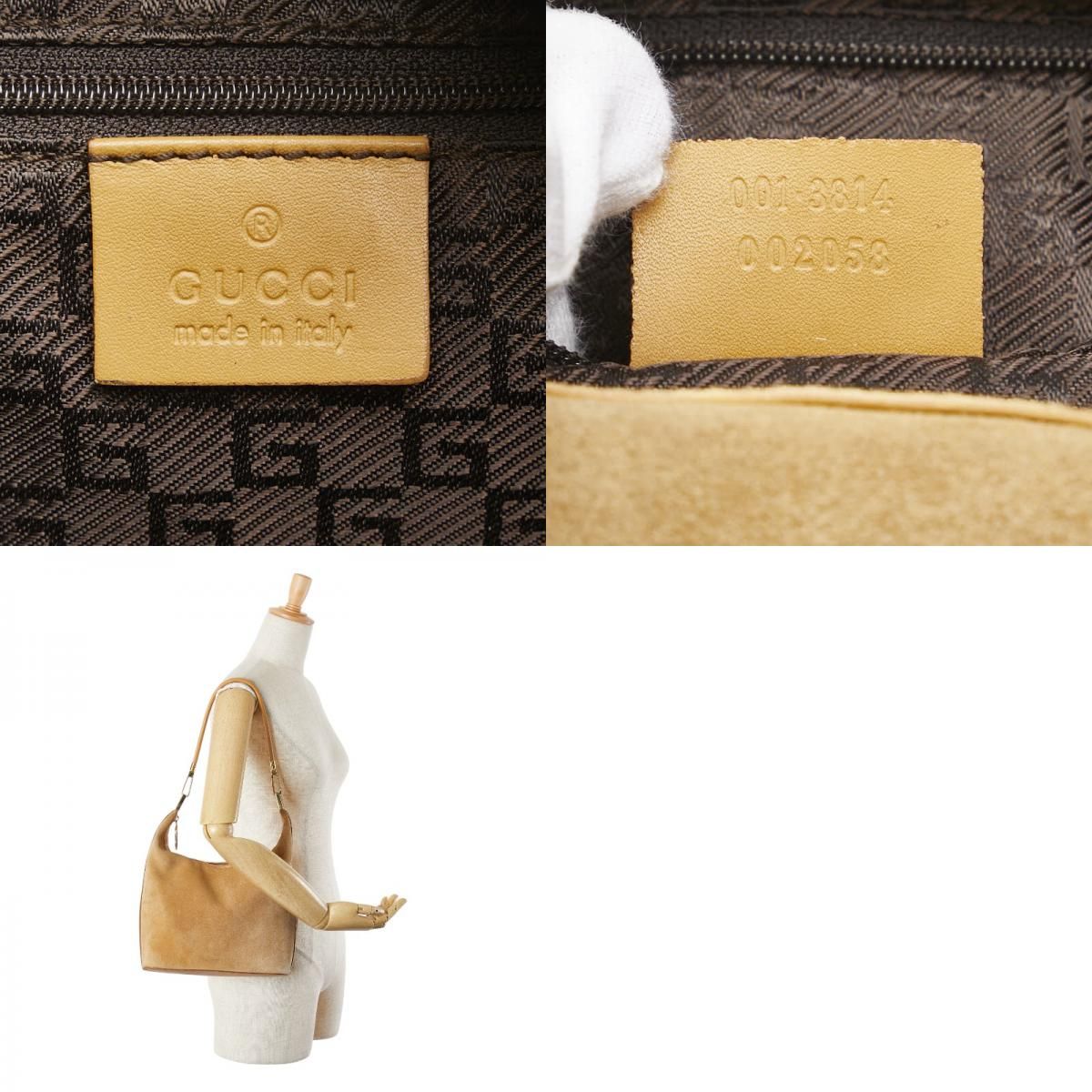 グッチ ワンショルダーバッグ 001 3814 ベージュ レザー スエード  