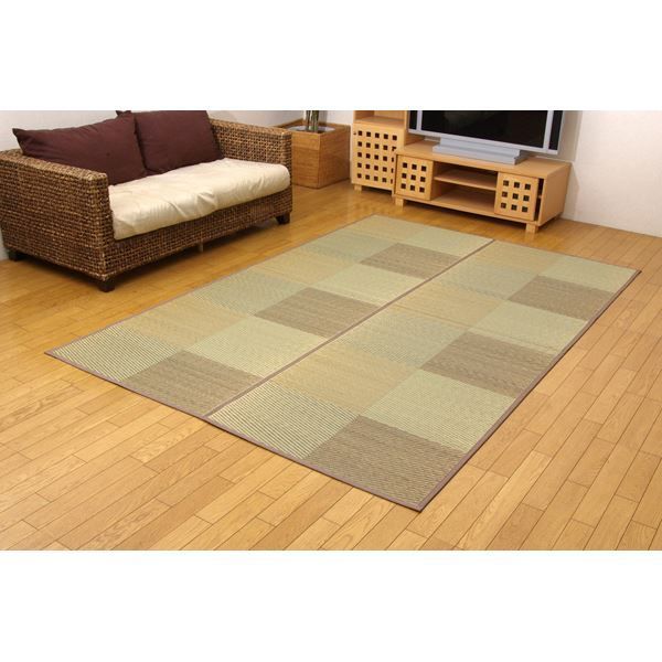 い草 花ござ|ラグマット 裏 不織布 防傷加工 抗菌＆防臭効果 裏貼CP 〔リビング〕