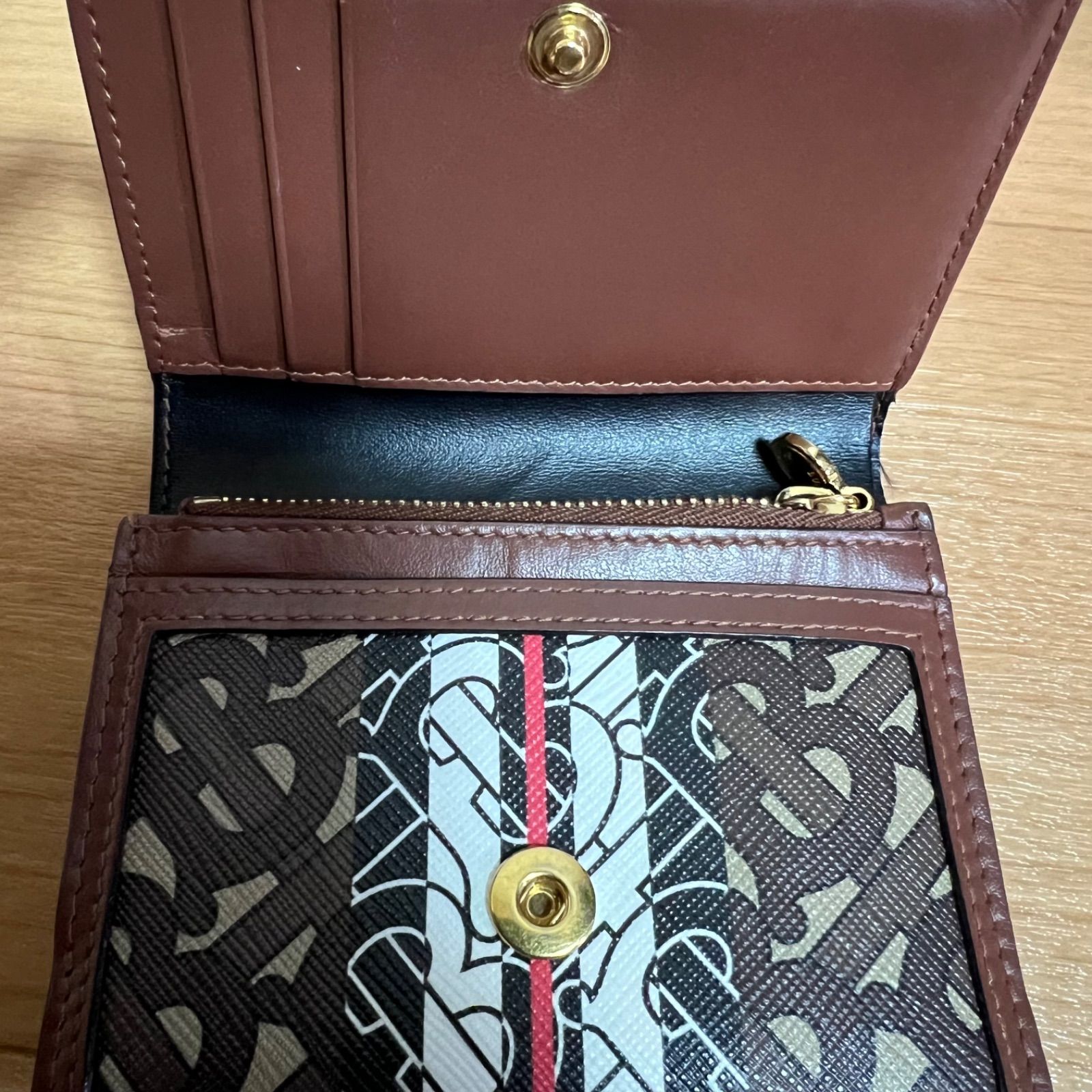 美品】Burberry バーバリー 三つ折財布 PVC TBモノグラム ストライプ