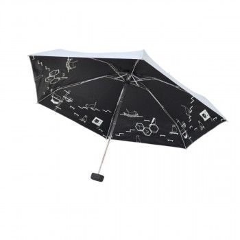 三国 トートバッグ付き裏黒コーティング晴雨兼用スクエアミニ折りたたみ傘 猫 サックス S2516873