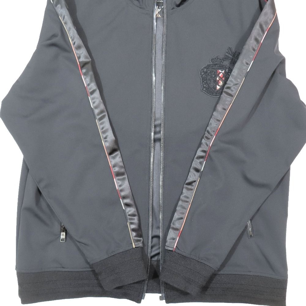 日本最大級の品揃え！ BLACK LABEL CRESTBRIDGE ブラックレーベル クレストブリッジ スタンドカラーブルゾン ジャージ トラックジャケット ブラックLL メンズ 古着