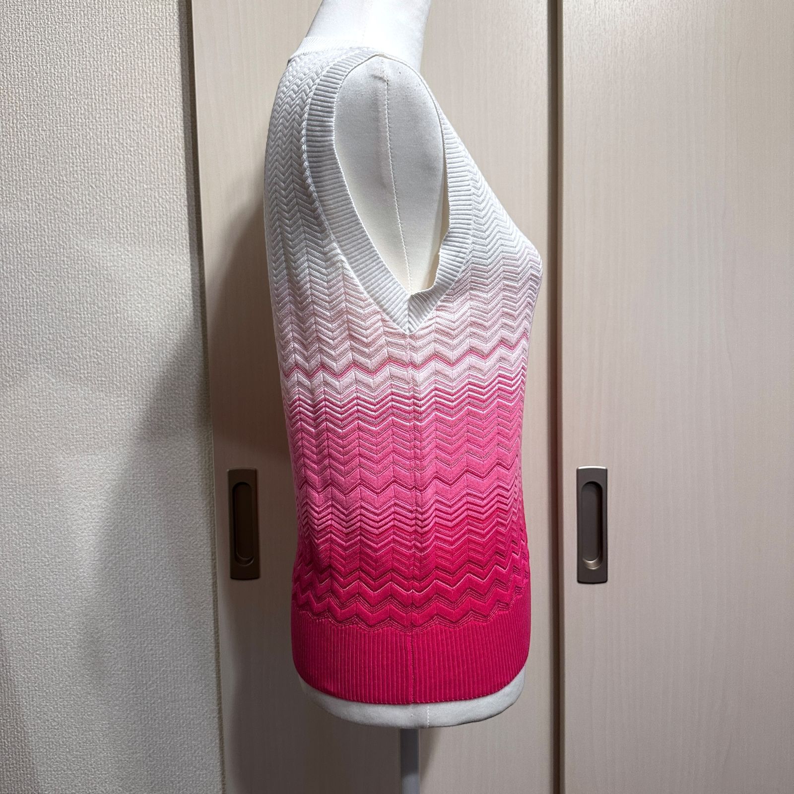 MISSONI ノースリーブ 白 ピンクグラデーション サイズ44 ak 545