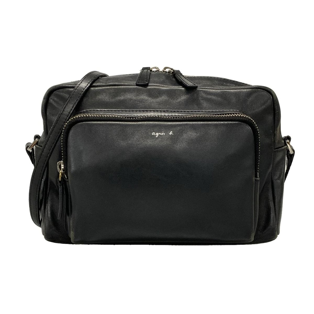 【美品】agnes b. アニエスベー ショルダー バッグ ブラック agnes b(アニエスベー) ショルダーバッグ - 黒 レザー - メルカリ