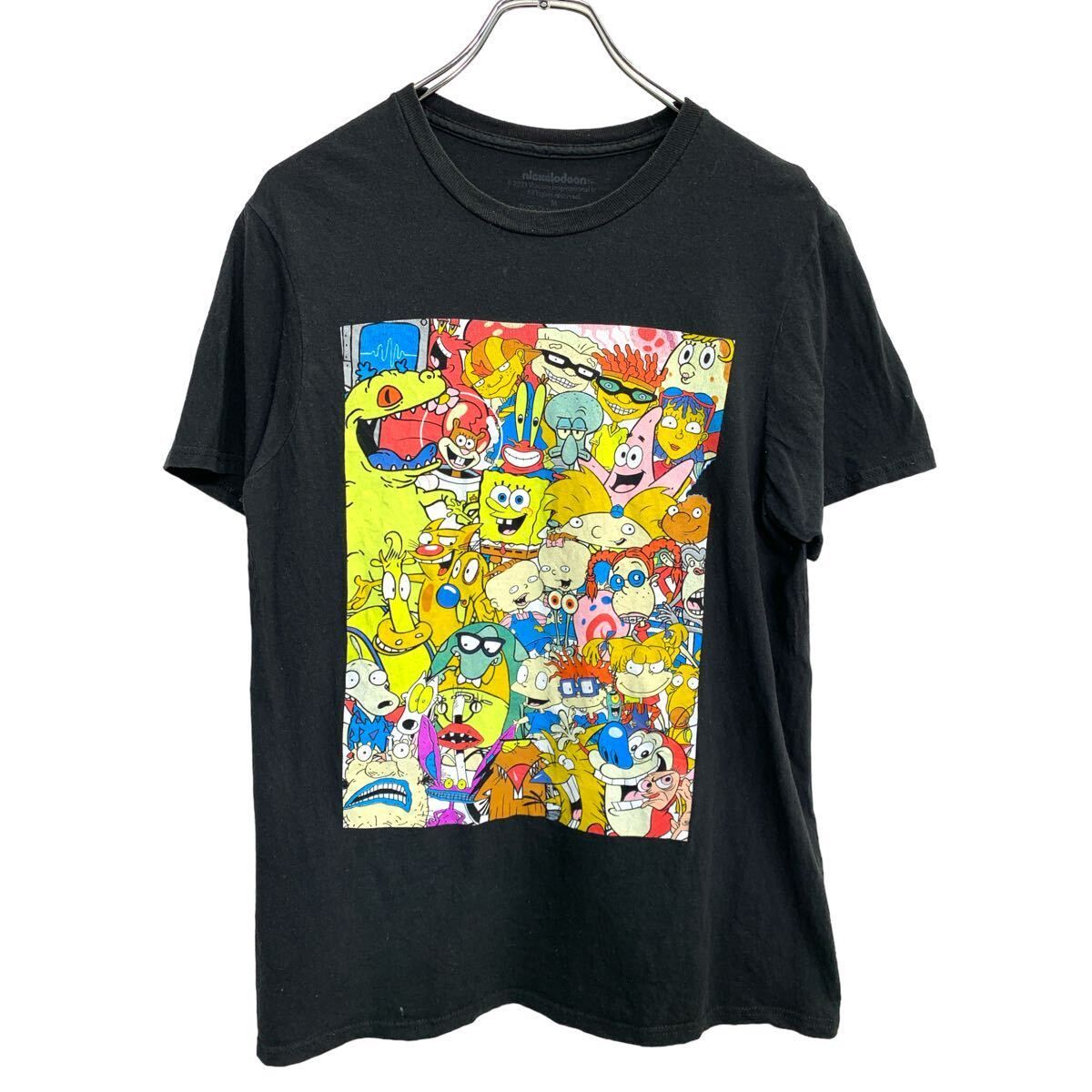 nickelodeon 半袖 プリント キャラクター Tシャツ Mサイズ ニコロデオン ブラック コットン 古着卸 アメリカ仕入 t2408-3081