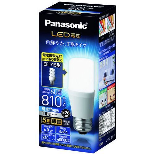 LED電球 60形 E26 T形 昼光色 LDT6DGST6LDT6DGST6【Panasonic