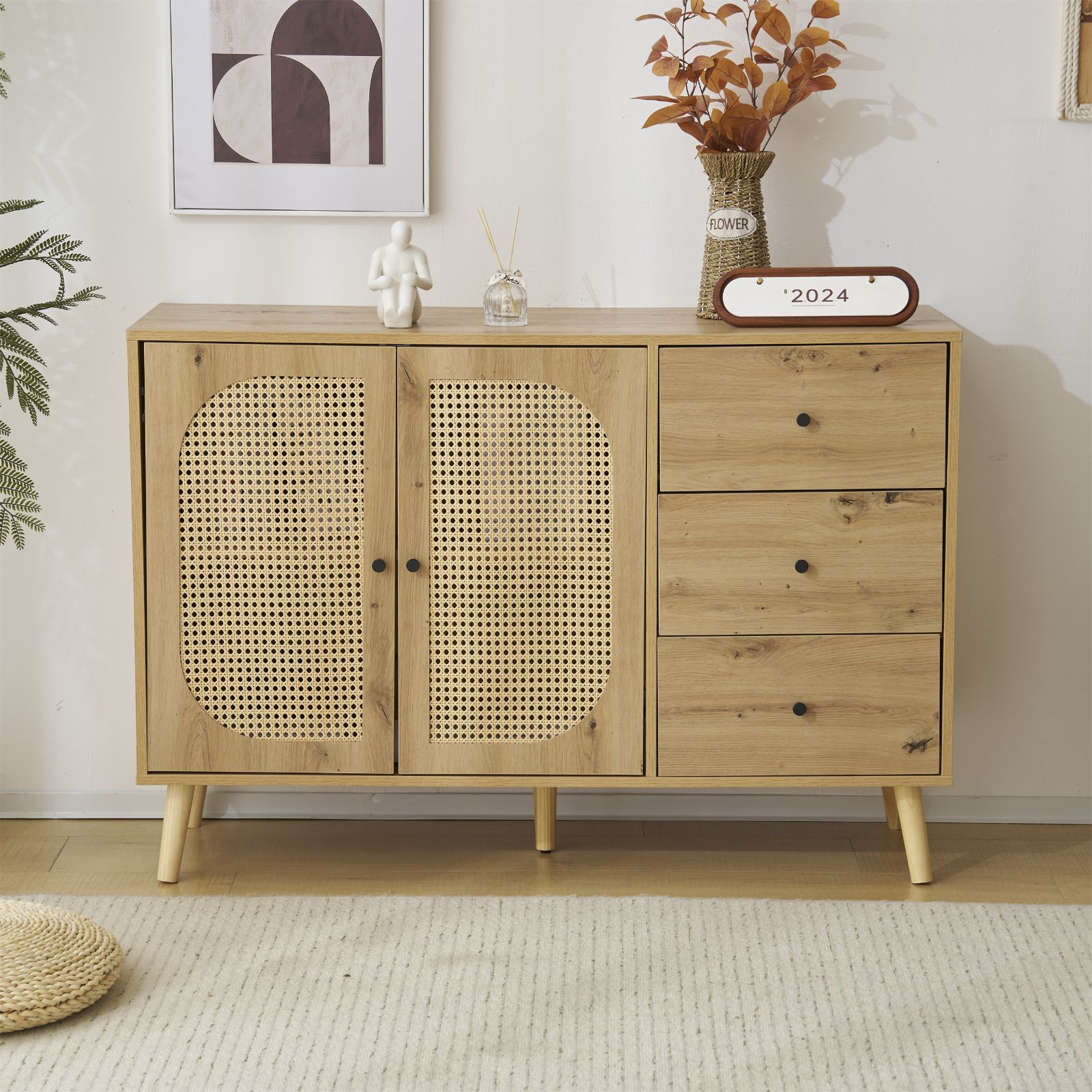 決算セール　キャビネット　収納チェスト2段 サイドボード収納棚 　NATURE セール」キャビネット収納チェスト2段 サイドボード収納棚 NATURE