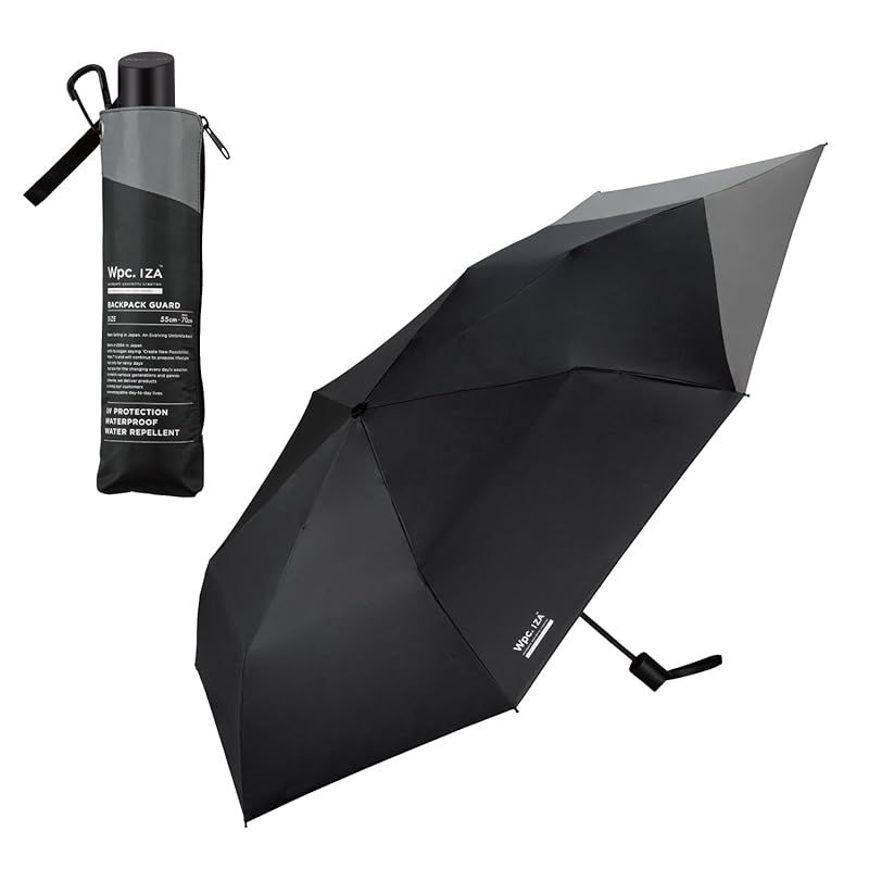 2025 男の晴雨兼用傘 日傘 IZA Type BACKPACK GUARD ブラック×グレー 折りたたみ傘 通勤 通学 旅行 オシャレ 女性 レディース ZA016-001-102