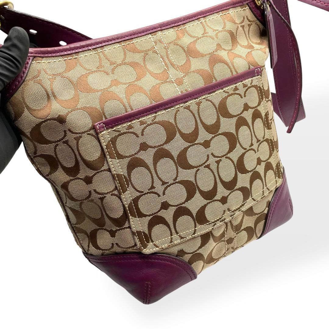 美品 COACH コーチ ショルダーバッグ バケツ シグネチャー