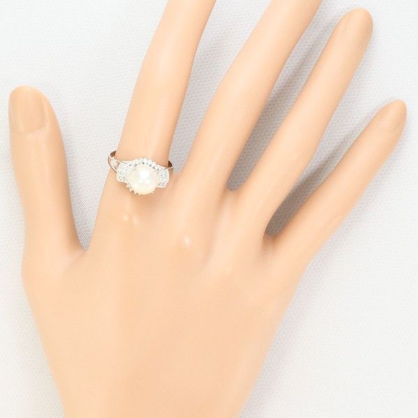 pt900 パール #8 PT900 リング ring 指輪 17.5号 パール（真珠） 約8mm ダイヤ