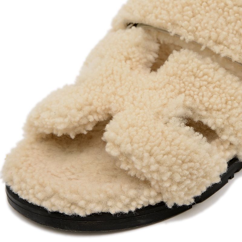 エルメス サンダル シプレ ムートン ベージュ レディース 39サイズ KIN-KAAI_COM