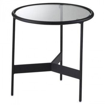 東谷 ラウンドガラステーブルS ブラック HIT-240