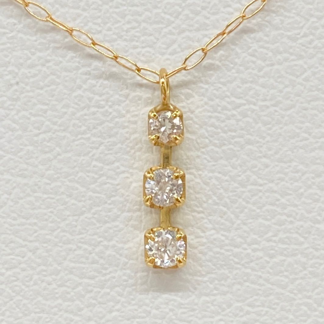K18|天然ダイヤモンド0.10ct ストレートタイプネックレス
