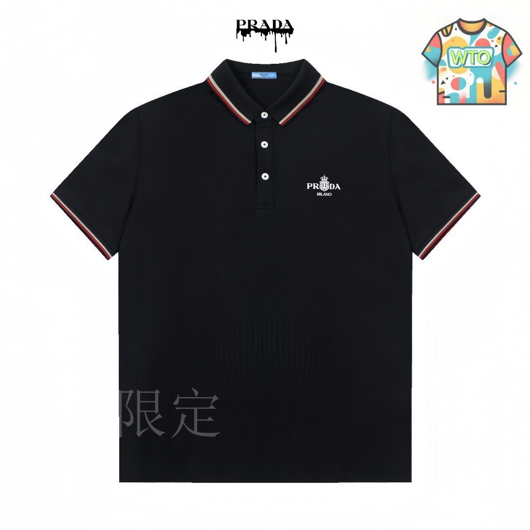 PRADA ストライプ ポロシャツ 黒白 今日WTO】Prada ストライプ ロゴ ポロシャツ-CA00 - メルカリ