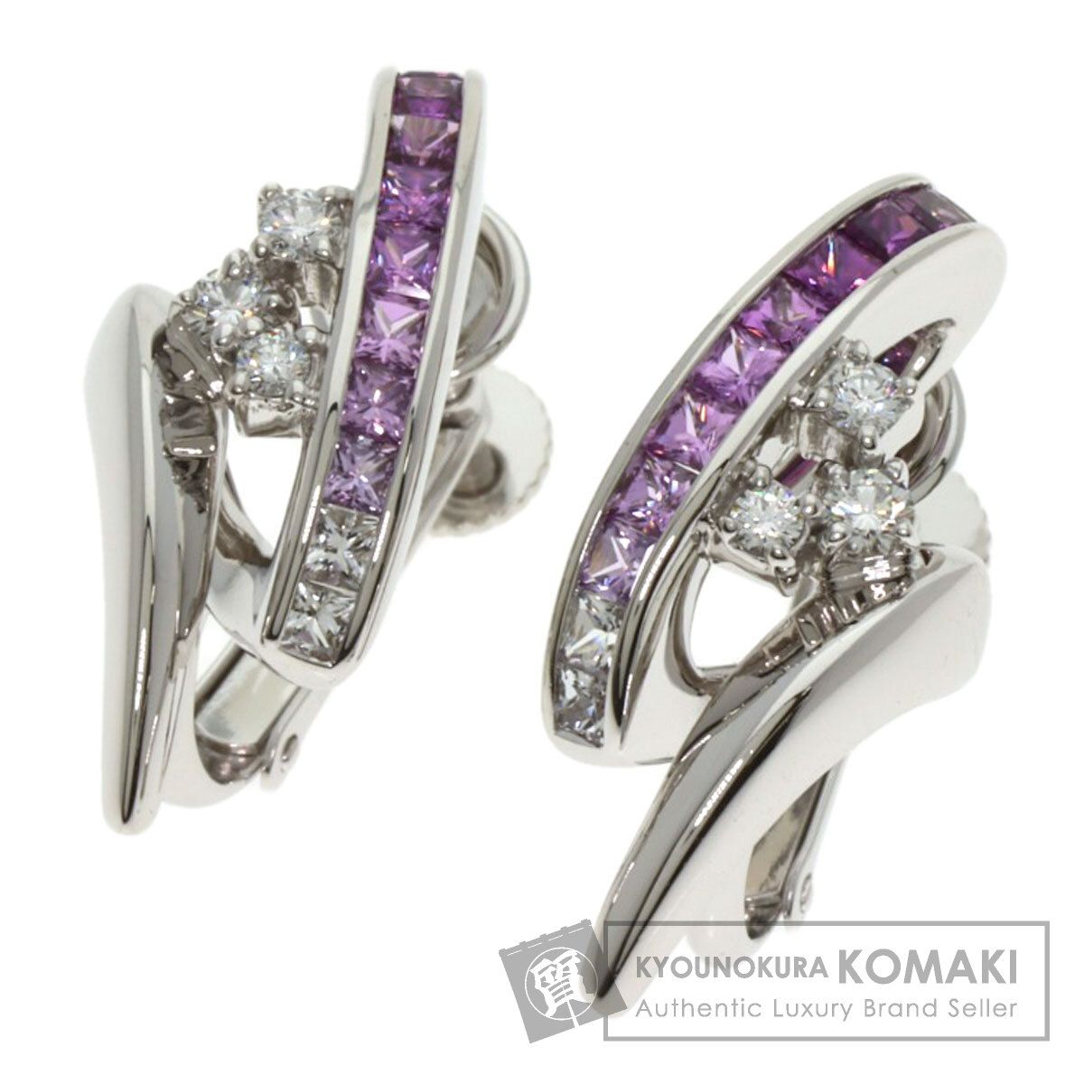 Jeunet ジュネ サファイア ダイヤモンド イヤリング K18WG K14WG レディース