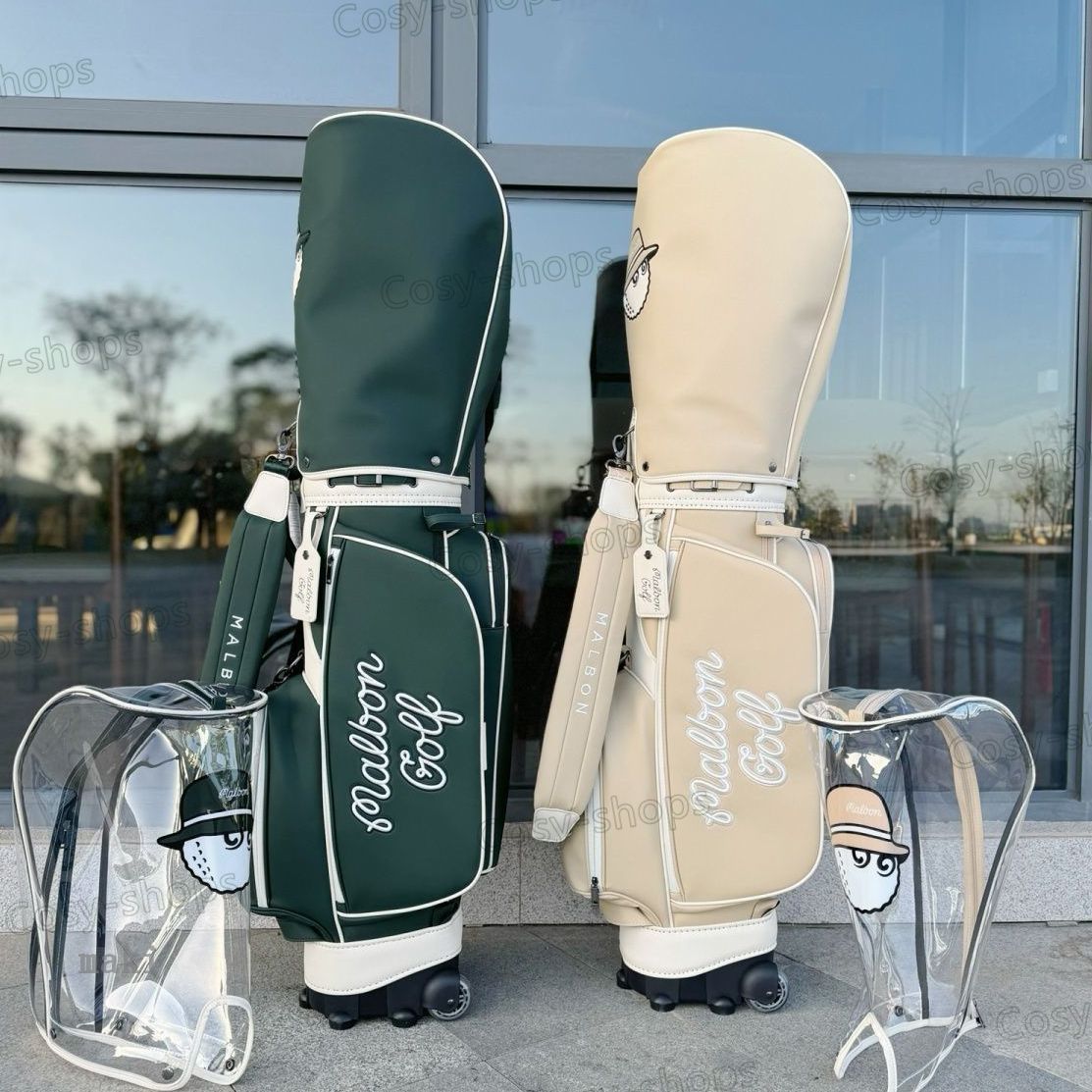 MALBON GOLF ゴルフバッグ キャスター付 ベージュ - メルカリ