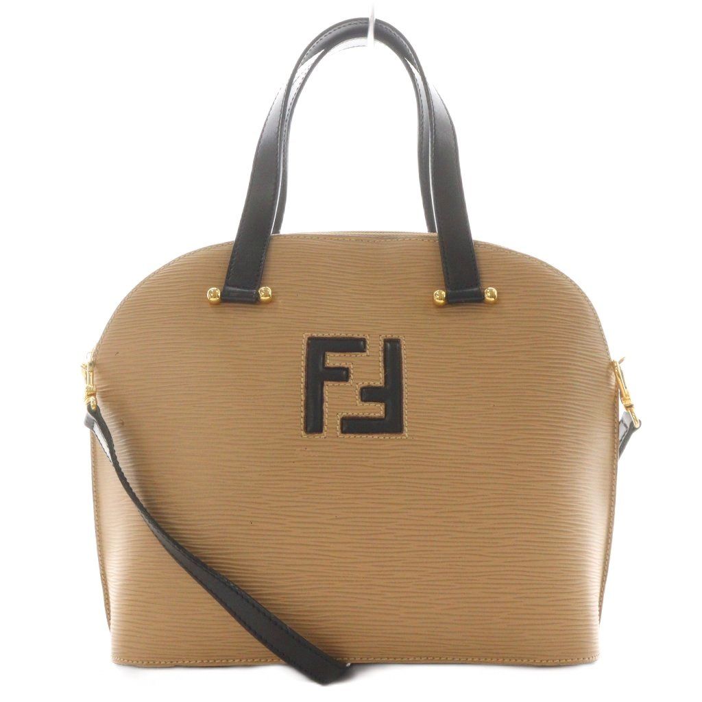 FENDI フェンディ ベージュ レザー ヴィンテージ フェンディ FENDI ヴィンテージ FFロゴ ハンドバッグ ショルダー