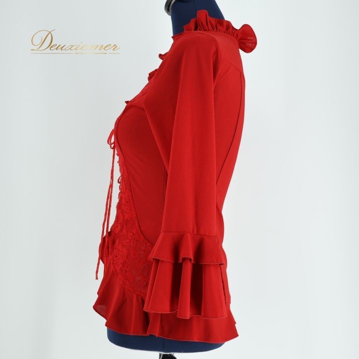 フラメンコ ドレス 赤 長袖 フリル フラメンコ ドレス 赤 長袖 フリル フラメンコドレス赤 無地 - サイズ