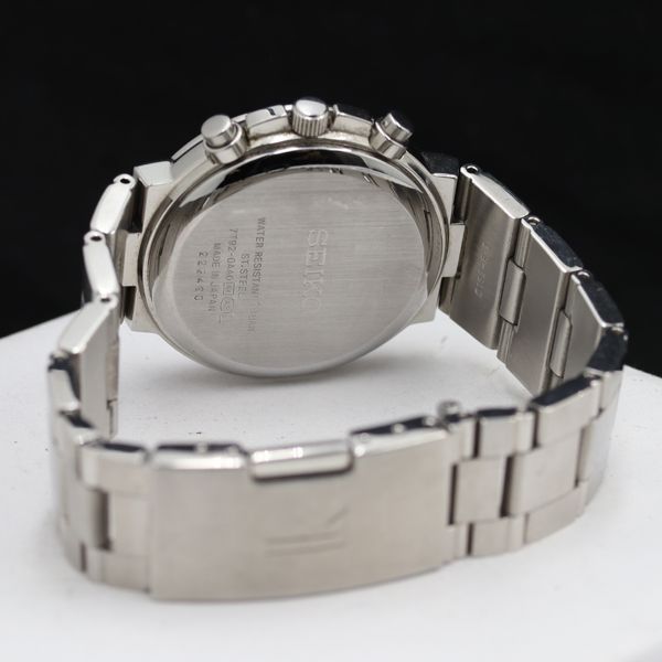 稼働 セイコー 7T92-0AA0 ルキア クロノグラフ デイト QZ ネイビー