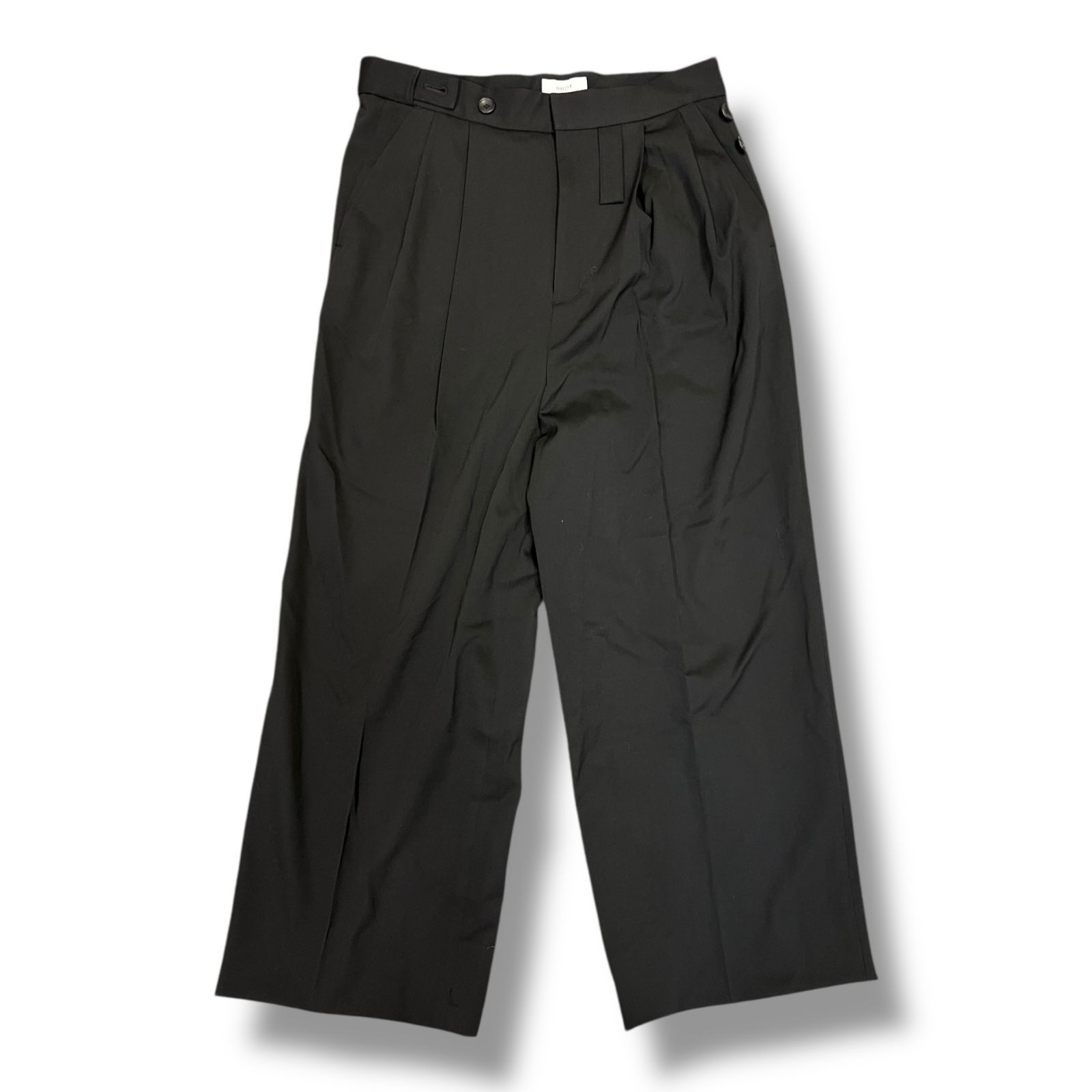 参考上代40700円 IIROT 24AW Wool band Pants ウールバンドパンツ スラックス イロット 027-024-WP90 ブラック 36 689A1