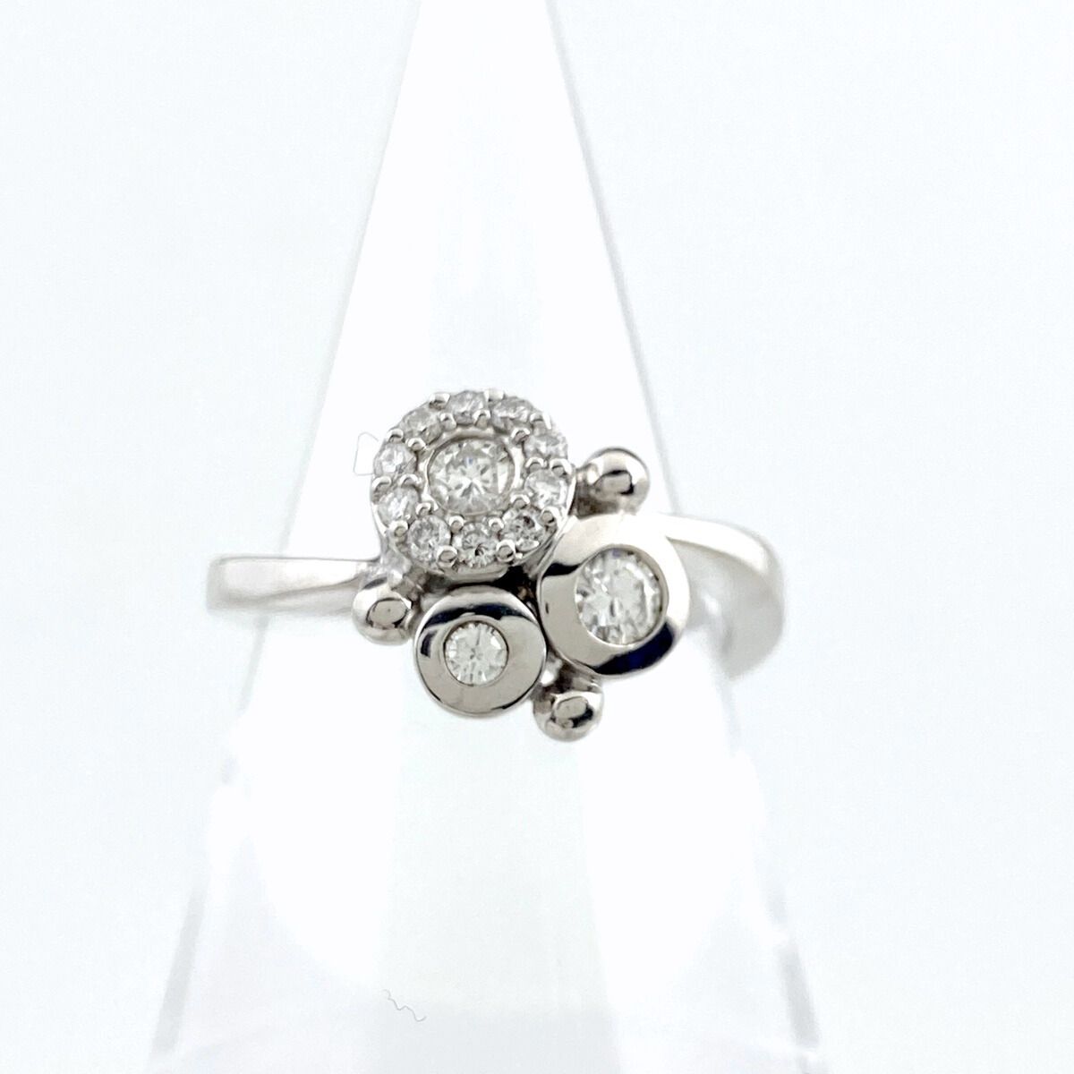 スタージュエリー STAR JEWELRY メレダイヤ デザインリング WG ホワイトゴールド 指輪 リング 9号 K18 ダイヤモンド レディース