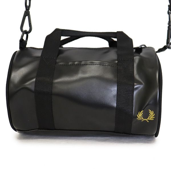 FRED PERRY フレッドペリー L1400 Tonal Classic Mini Barrel Bag バレルバッグ 774 BLACK|GOLD FP549