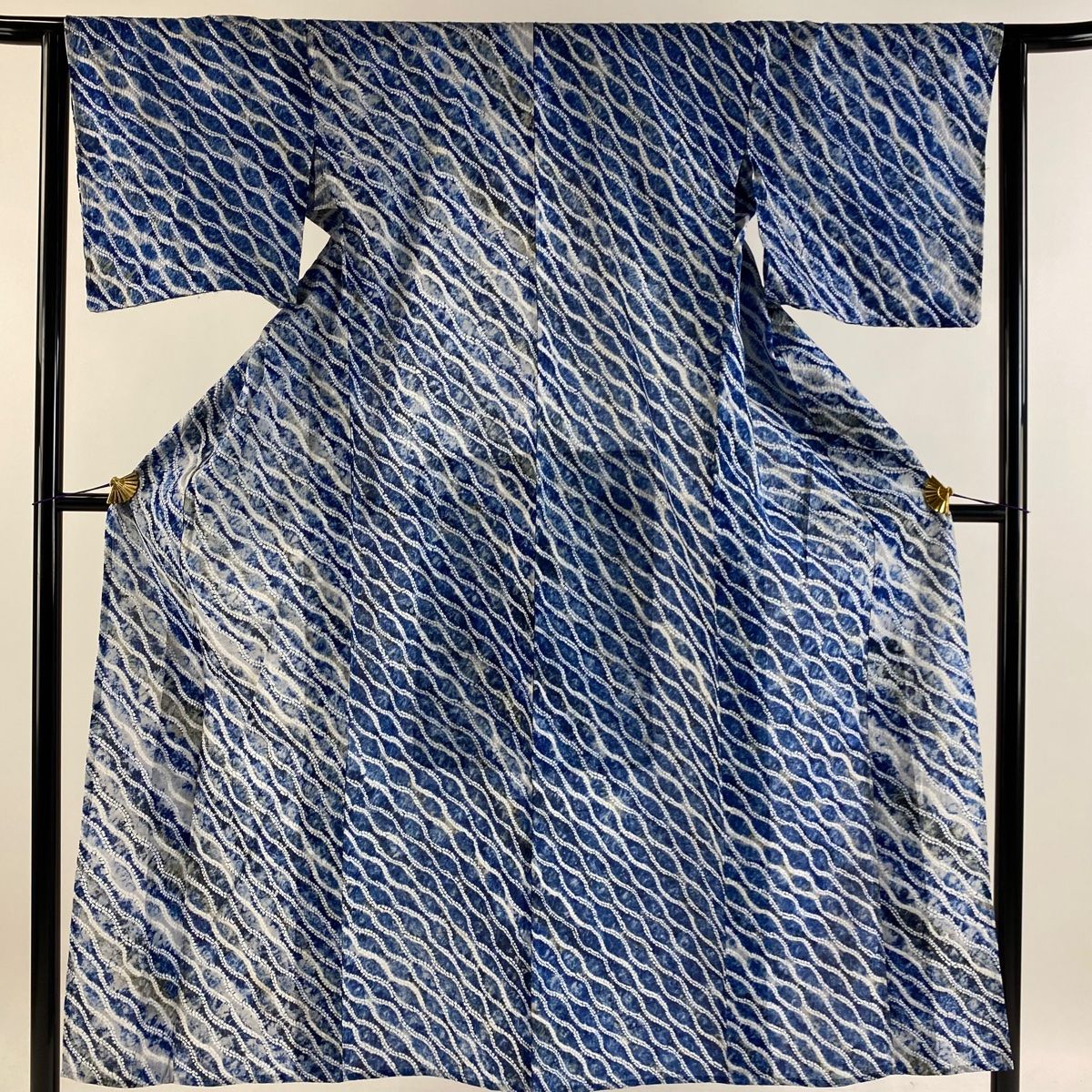 浴衣 身丈148.5cm 裄丈64.5cm M 絞り浴衣 立涌 藍色 正絹 美品 名品 【中古】 メルカリ