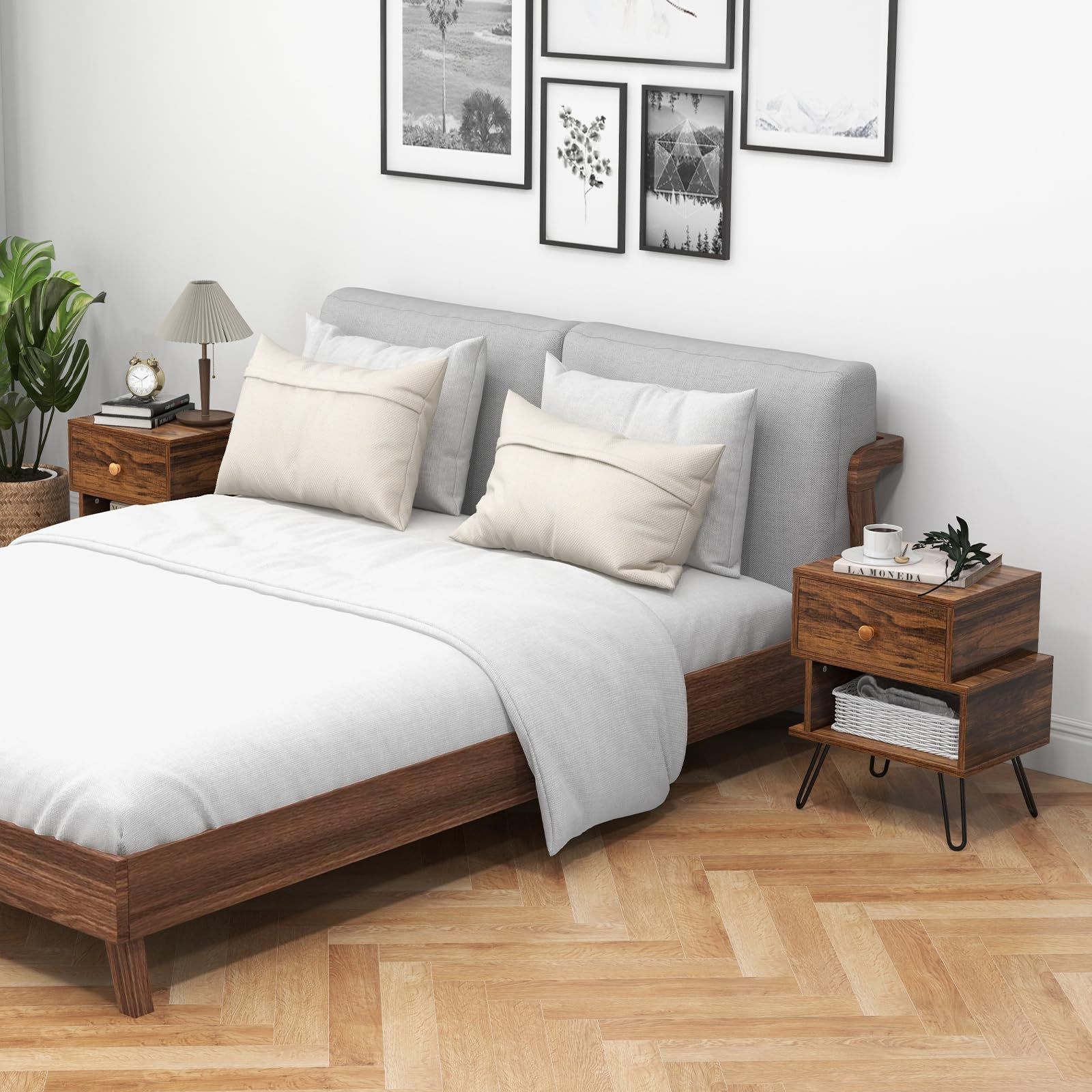 2点セット ナイトテーブル＆サイドテーブル耐水性＆耐久性 在庫処分】GIANTEX サイドテーブル ナイトテーブル 2点セット 幅29×奥行39×