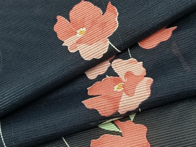 平和屋着物＊夏物 小紋 紗 色紙風景文 洗える着物 AAAY6714sx 平和屋着物