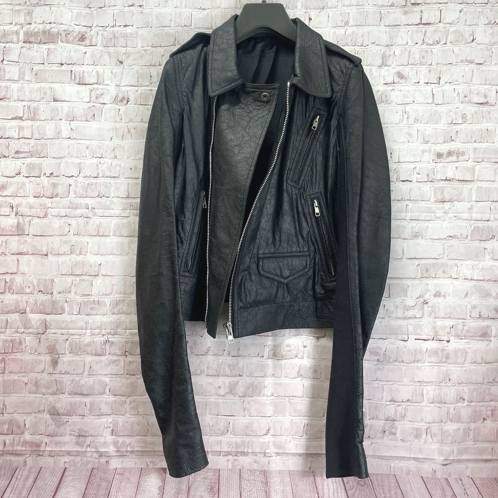 【美品・希少】エンポリオアルマーニ　ライダース　ダブルジップ　ラムレザー　42 EMPORIO ARMANI - エンポリオアルマーニ EMPORIO ARMANI レザー