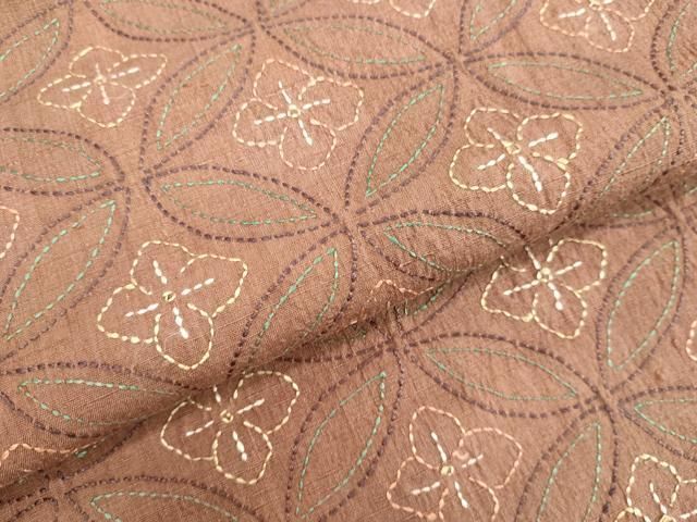 平和屋着物○上質な紬 刺子 七宝花文 正絹 逸品 DAAV1485tw