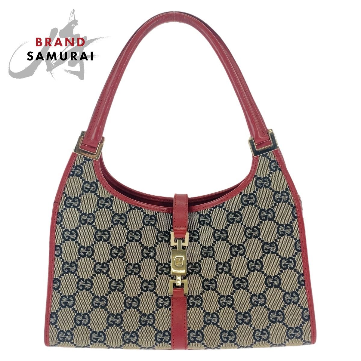 GUCCI グッチ ジャッキー レッド ベージュ ゴールド金具 GGキャンバス 